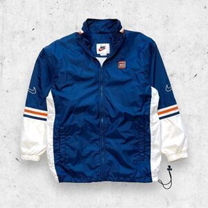 Vtg Y2K Nike Windbreaker Jacket, Full Zip, Rubber Logo, Swoosh Sleeves, Lined M